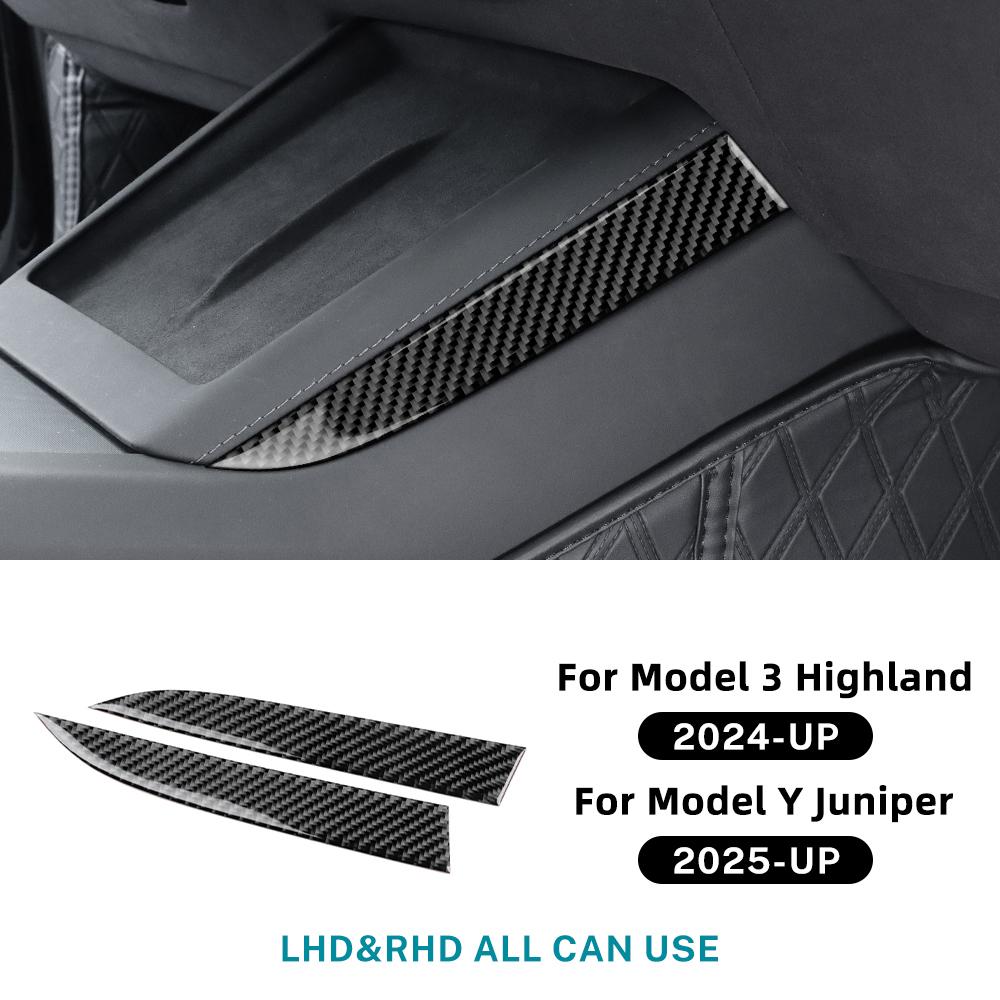 Real Soft Carbon Fiber Wireless Charging Side Sticker For Tesla Model 3 Highland 2025 Model Y Juniper 2025 Interior Accessories