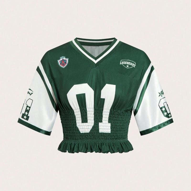 

Европейская и американская летняя футболка с V-образным вырезом и короткими рукавами с цифровой печатью L зелёный