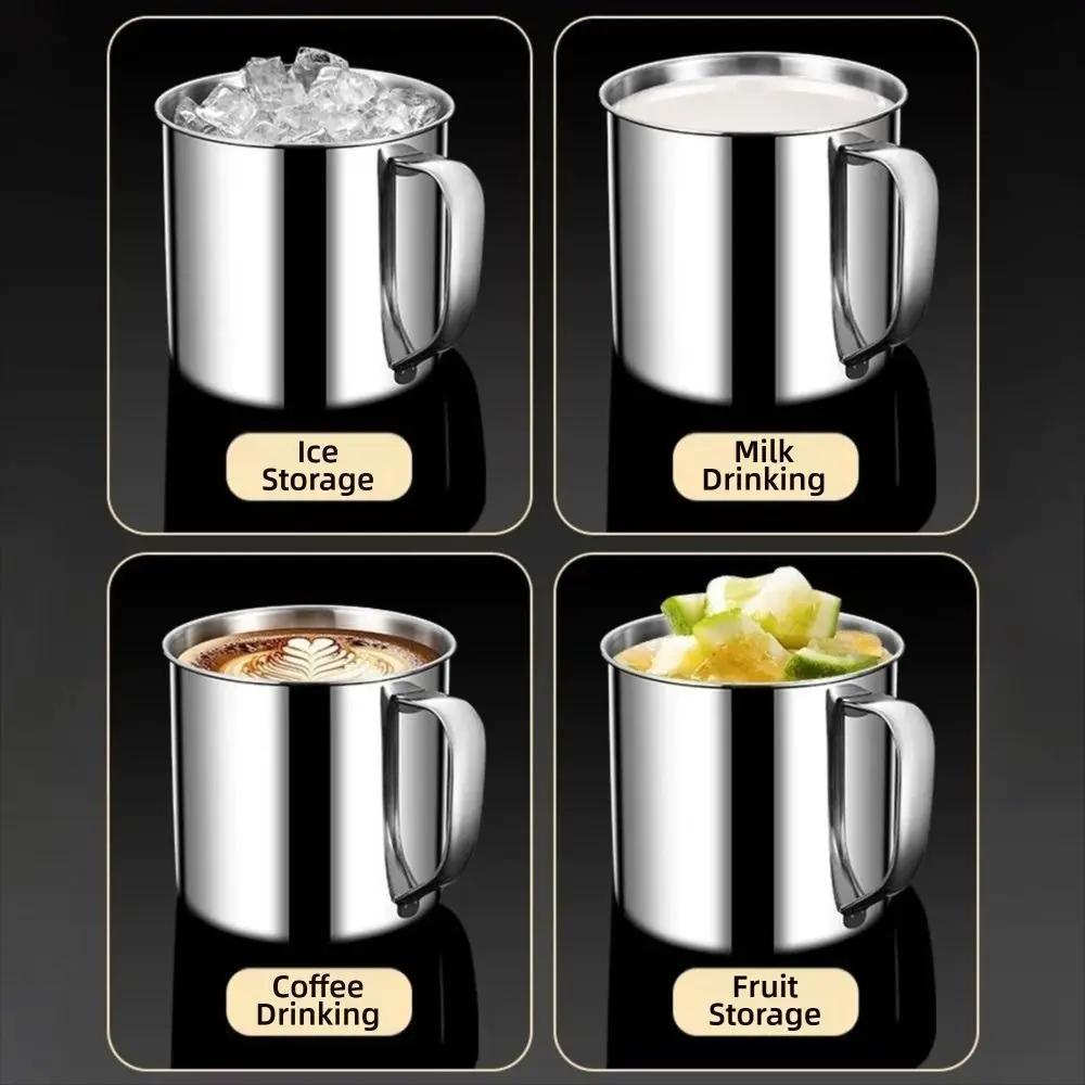 New 350-1250ml Mug Handle Design With Lid Tea Cup 304 Stainless Steel Drinkware Camping