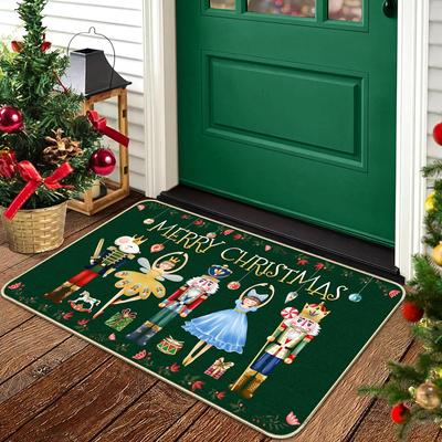 Nutcracker Christmas Mat Non-Slip Welcome Mat Christmas Soldier Kitchen Balcony Indoor Outdoor Carpet Home Decor