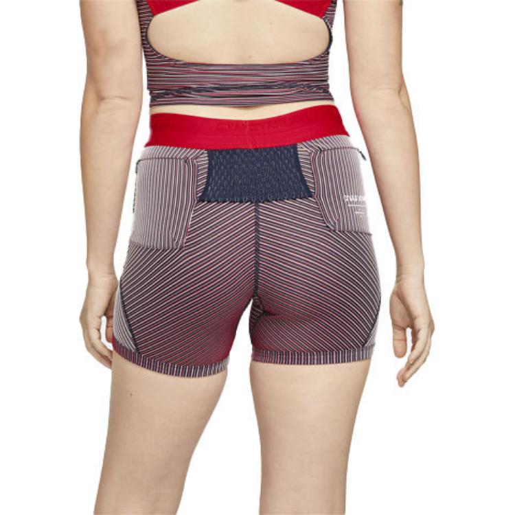 Nike Pantalones Cortos de Fitness Rayados de Cintura Alta para Mujer Rojos Azules CU0224-498