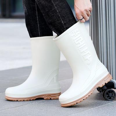 Half High Male Shoes Silicone Round Toe Waterproof Resistant Mud Comfortable Wear-resistant Water Rainy Day New Men's Rain Boots