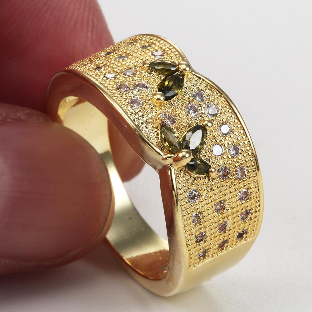 New Copper Plate Inlaid Zircon Ring European and American Men's and Women's Rings