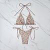 Europäisch-Amerikanischer Blumen-Bikini: Sexy Schnür-Bikini mit Schlitz
