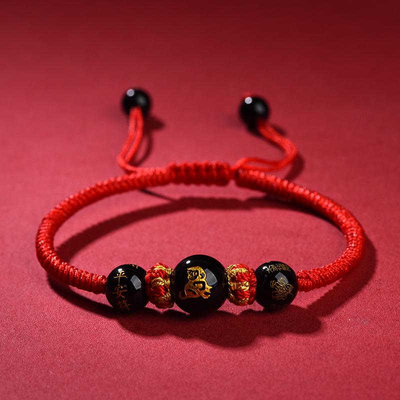 2026 Jahr des Pferdes Rotes Band Armband: Handgeknüpftes Rotes Seil für Tai Sui, Pferd, Ratte, Ochse und Hase