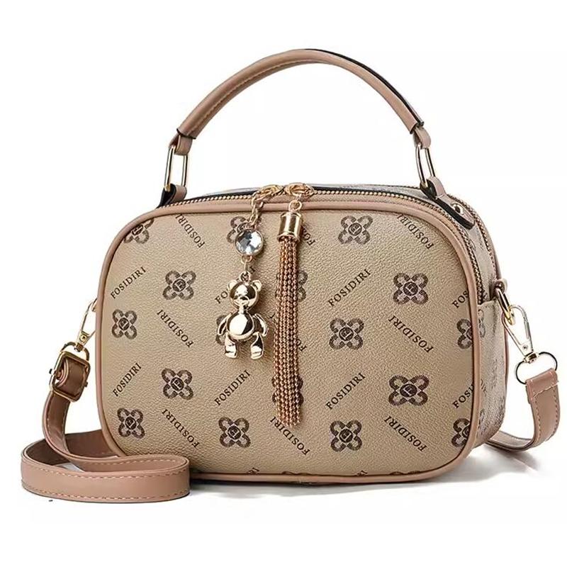 Damen quadratische PU-Leder Taschen Schultertaschen mit 2-lagigen Reißverschlüssen hochwertige Umhängetaschen Mode