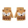 Wool winter warm flip cold cartoon cute little fox knitted primary school students writing children half-finger gloves