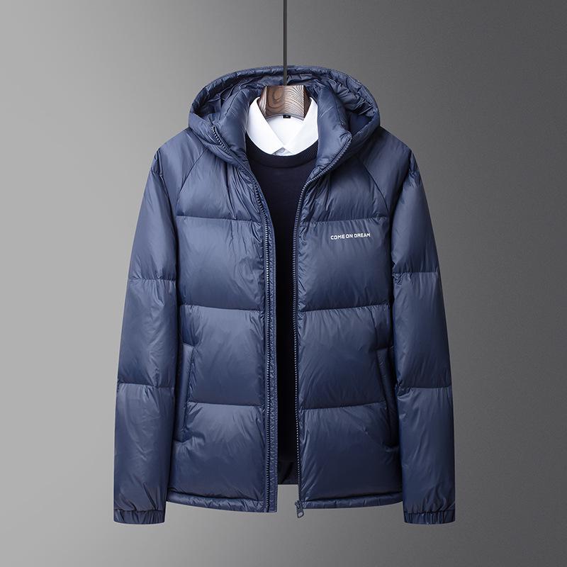 Men's Hooded Down Jacket - Winter 2025 Fashion: Short, Thick, High Loft, Warm Puffer Coat