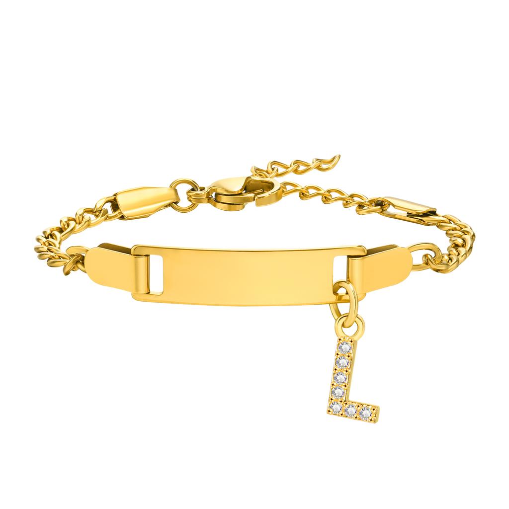 Bracelet Personnalisé au Nom Avec Initiales pour Garçon Fille, Gravure Gratuite Date ID Bracelet de Poignet Cadeau d'Anniversaire