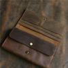 Men's and Women's Long Wallet, Wallet Clip Layer, Cowhide, Crazy Horse Leather Buckle