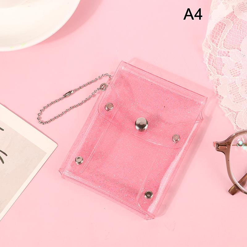 Glitter Transparent Coin Purse Pvc Photo Card Wallet For Girls Clear Mini Hasp Change Pouch Keychain