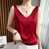 Ice Silk V-Neck Camisole for Women – Loose, Belly-Covering Satin Layer for Spring/Summer