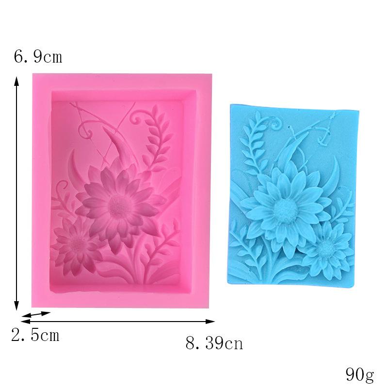 

3D Flower Square Soap Silicone Mold Rectangle Handmade Leaf Relief Scented Candle Molds DIY Handmade Craft Soap Making Mould
