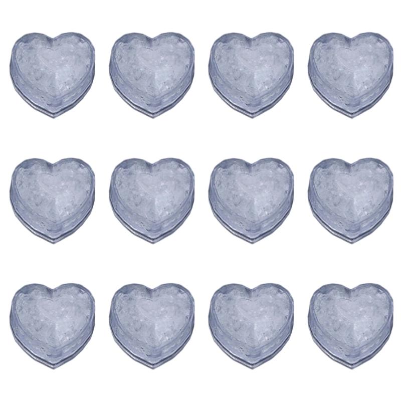 

12 ШТ. Миготливі кубики льоду у формі серця з різнокольоровим світлодіодним світлом для прикраси напоїв Барвиста іграшка для купання немовлят білий