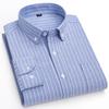 100%Pure Cotton Shirt Long Sleeve Oxford Casual Solid Color Striped Regular Fit Formal Dress Shirt Men's Clothing 6XL 7XL