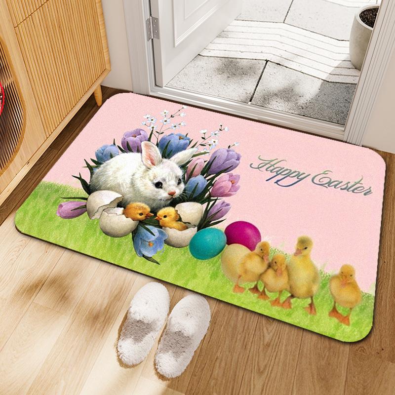 Alfombra de Piso de Dibujos Animados de Pascua,Conejo,Huevo de Pascua,Decoración de Sala de Estar