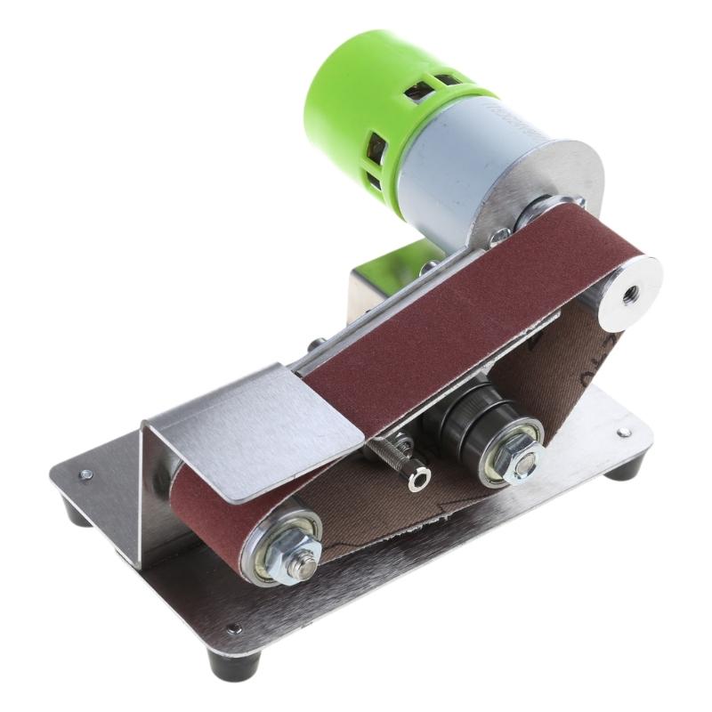 Mini Belt Sander 7 Adjustable Speed Electric Sharpener 15 Degree Belt Grinder Power Belt Sander for Metal Working
