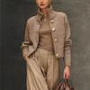 Herbst Mode Stehkragen Knopf Strick Cardigan Jacke für Damen, Europa & Amerika Stil Lässiger Mantel