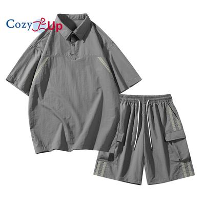 Sportliches POLO-Set Herren Sommer Kurzarm Freizeit Pendeln Arbeitskleidung Shorts Mückenschutz 2-teiliger Anzug
