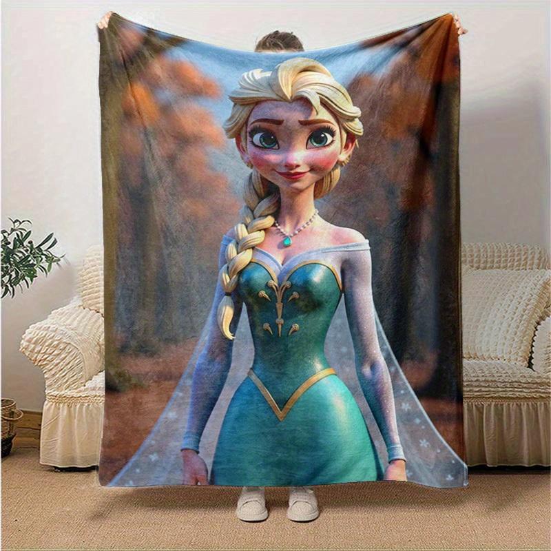 1pc, Cartoon Elsa Blanket, Seasonal Universal, Home Decoration, Throw Blanket, Cartoon Blankets, Soft Flannel Throw Blanket, Versatile & Coz