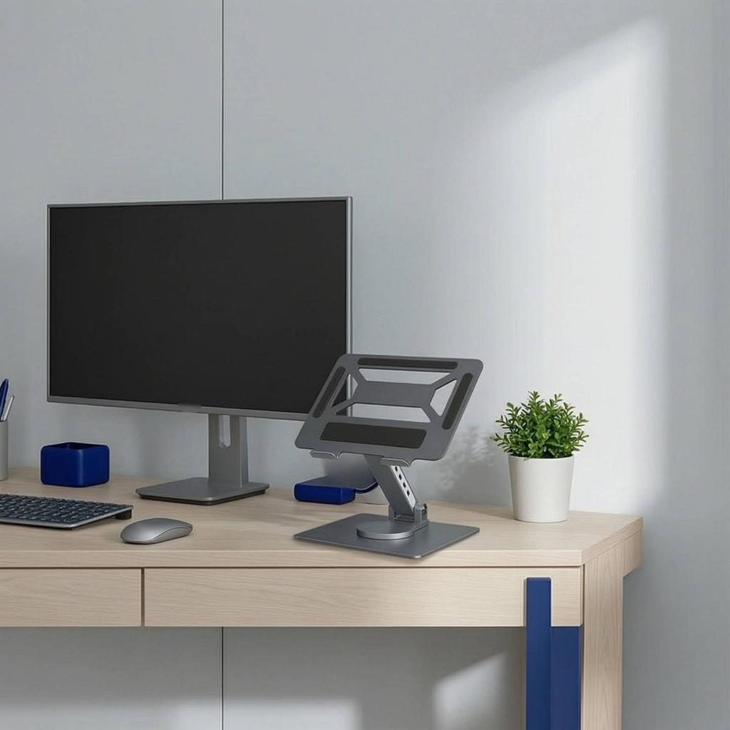 Laptop Stand with Docking Station Adjustable Riser Rotating Base Swivel Notebook