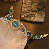 Green Women's Vintage Stone Gold Watch Elegant Ladies Quartz Watches High Quality Colored Gemstones Bracelet Wristwatch Reloj