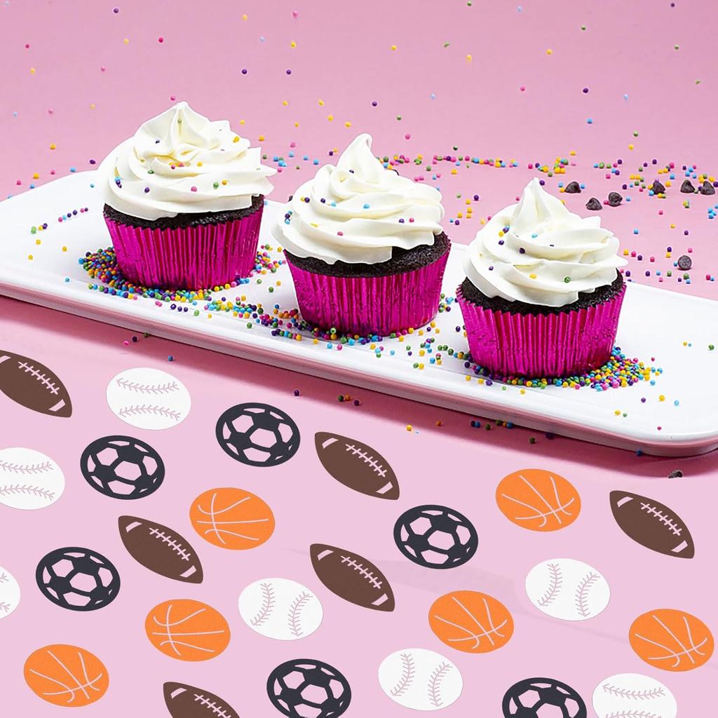 100PCS Sports Theme Confetti Baseball Rugby Soccer Basketball Table Confetti for Boy Girl Happy Birthday Sports Party Ball Game Sports Theme Party