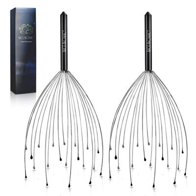 NICEMOVIC 2-Pack Head Massager Scalp Scratcher with 20 Fingers for Head and Body Relaxation (Black & Black)