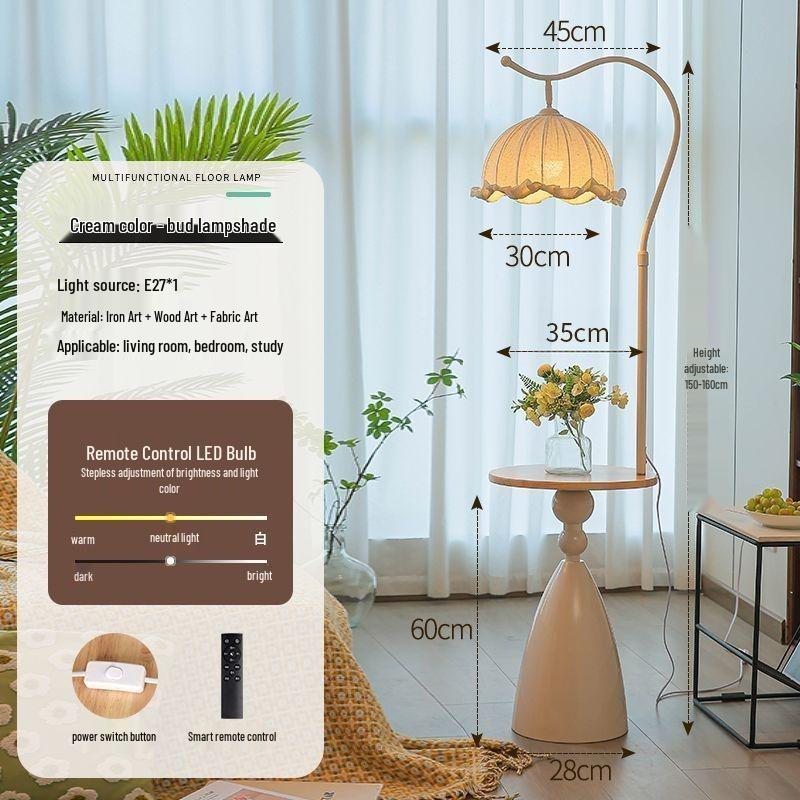 Cream Floor Lamp with Storage: Sofa-Side Coffee Table & Bedside Decor