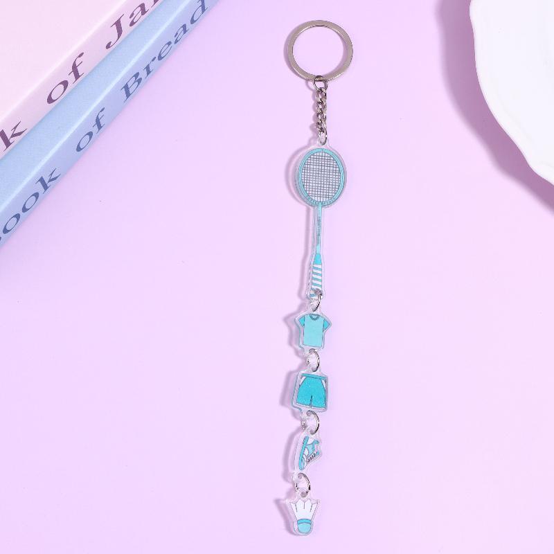Cartoon Badminton Racket Keychain For Y2K Bag Pendant Competition Activity Gifts Jewelry Decoration Accessories