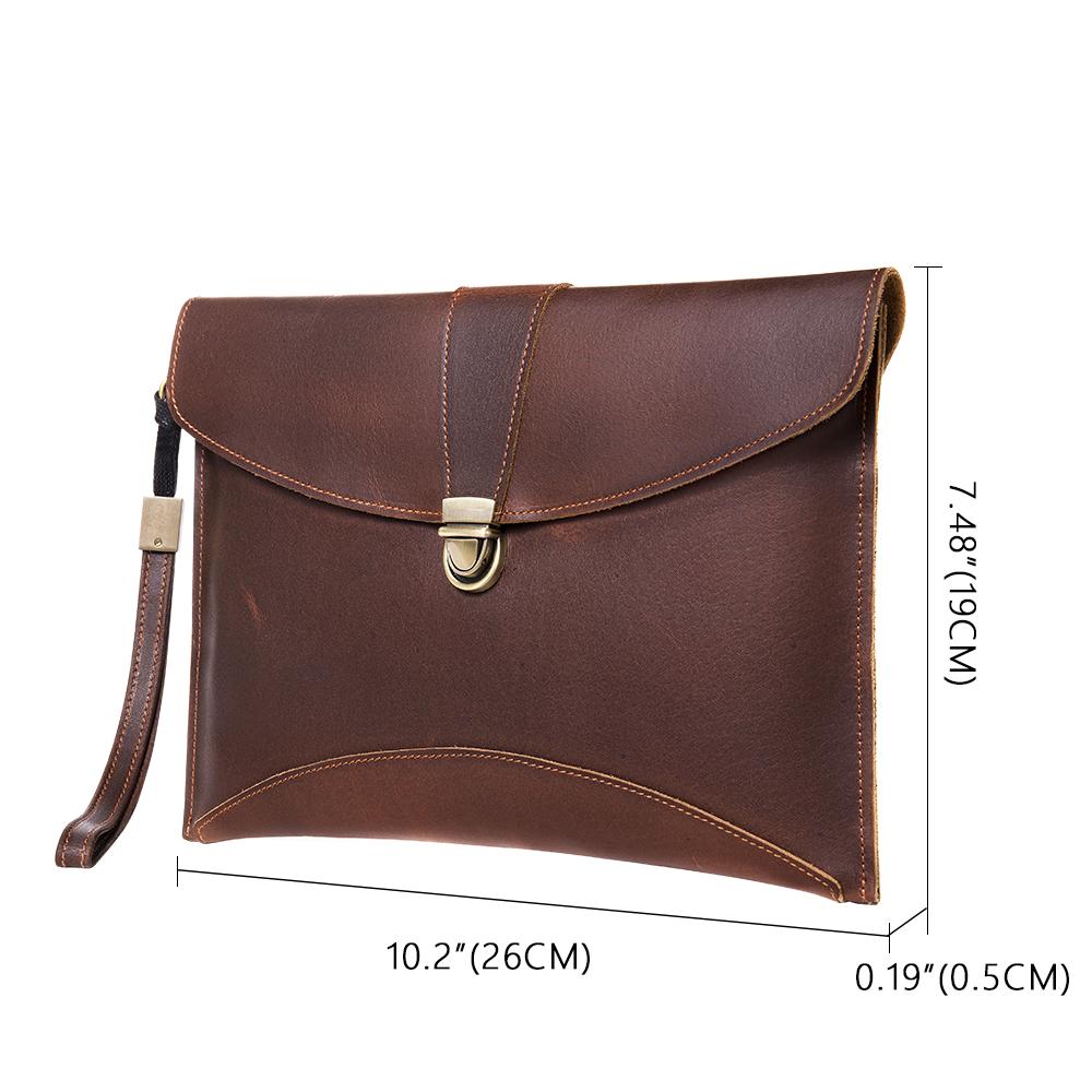 Herren Handtasche Echte Leder Dokumententasche für Herren Herren Leder Clutch Tasche für Handy Mini iPad Umschlagtasche mit Armband Geldbörse