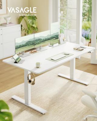 Height Adjustable Desk, 160 X 80 Cm, USB-C Port, Power Strip Shelf, Standing Table, Long Sit Reminder, 3 Memory Buttons, for Office