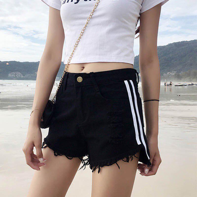 Summer High Waist Denim Shorts Women Thin And Hole Denim Shorts Fashion Side Stripe Raw Hot Pants 4colors Buy From 13 On Joom E Commerce Platform