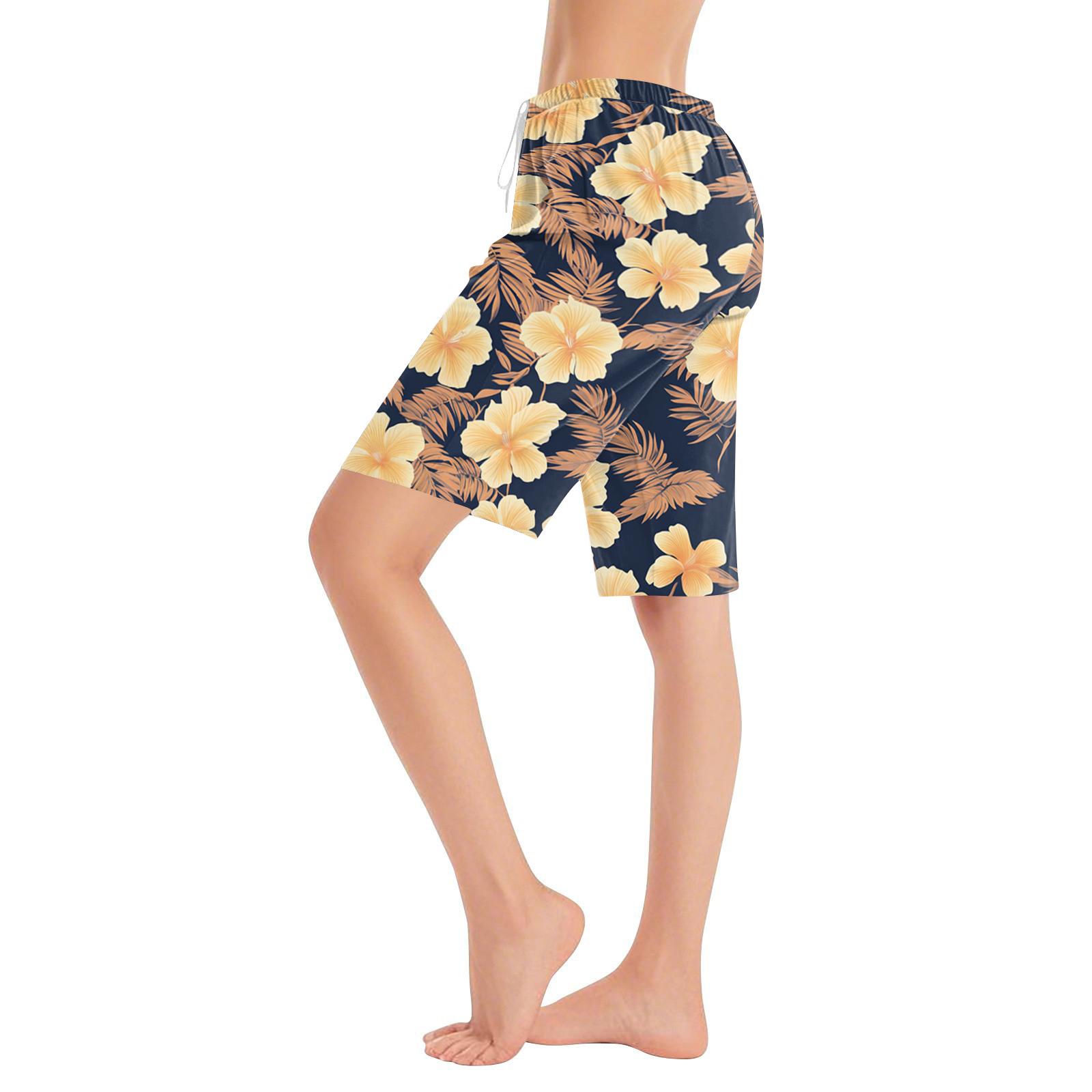 

Женские Повседневные Модные Удобные Пижамные Штаны Шорты с Принтом и Шнурком XXL жёлтый