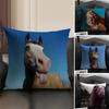 Funny Expressions Horse Cushion Cover Natural Linen Organic Fabric Double-Sided Printing Sofa Home Decor Gift Pillow Case