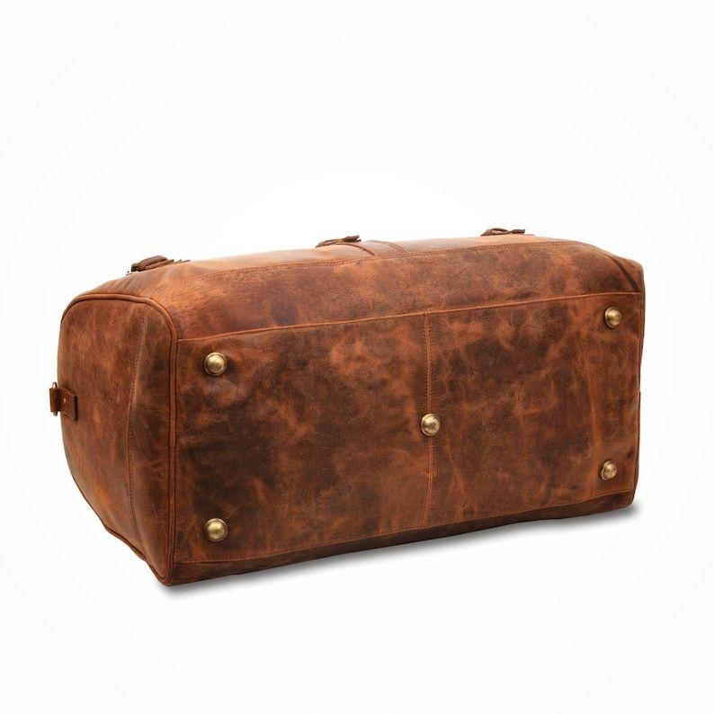 Full Grain Leather Weekender Bag: Handmade Distressed Duffle