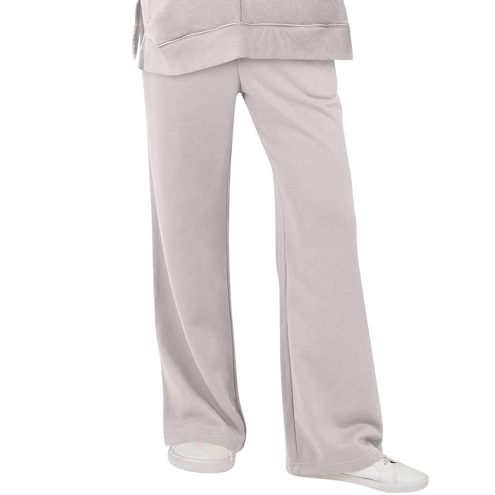 

Женские модные повседневные однотонные брюки с высокой талией и эластичным поясом, свободные брюки с карманами и подкладкой, спортивные брюки S бежевый