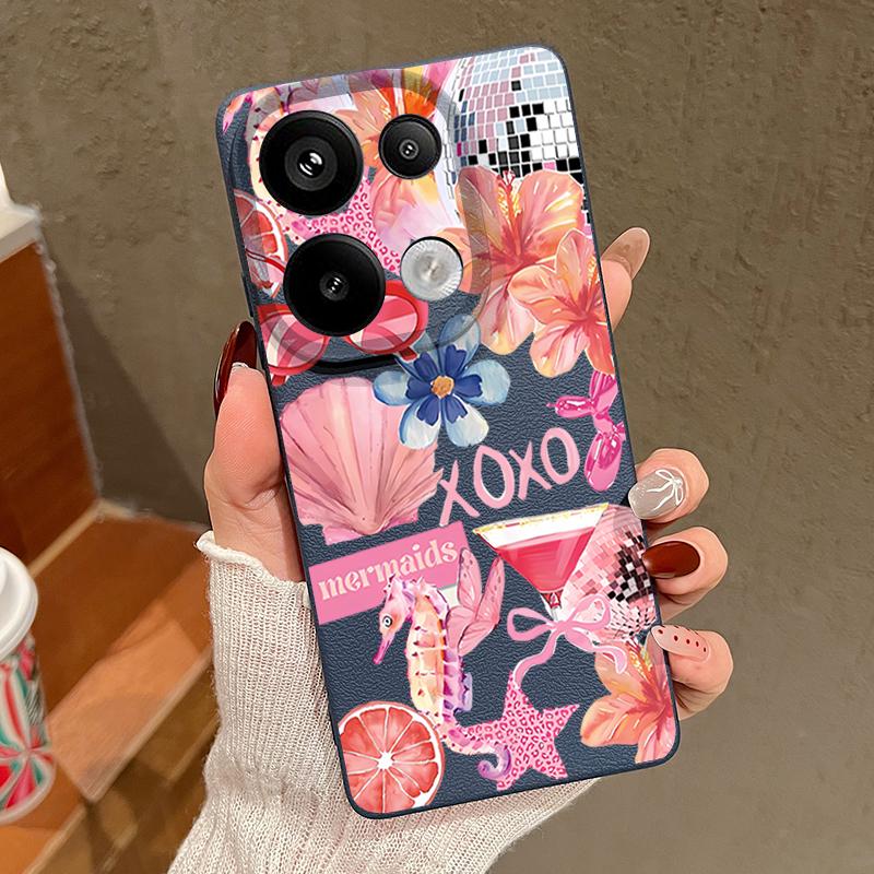 

Pink Cartoon Pattern Floral Case For Xiaomi Redmi Note 14 13 Pro 5G 4G 12 11 Funda Xiaomi 14T 13T 11T Pro Leather Texture Silicone Cover Xiaomi 11T/11T Pro синій