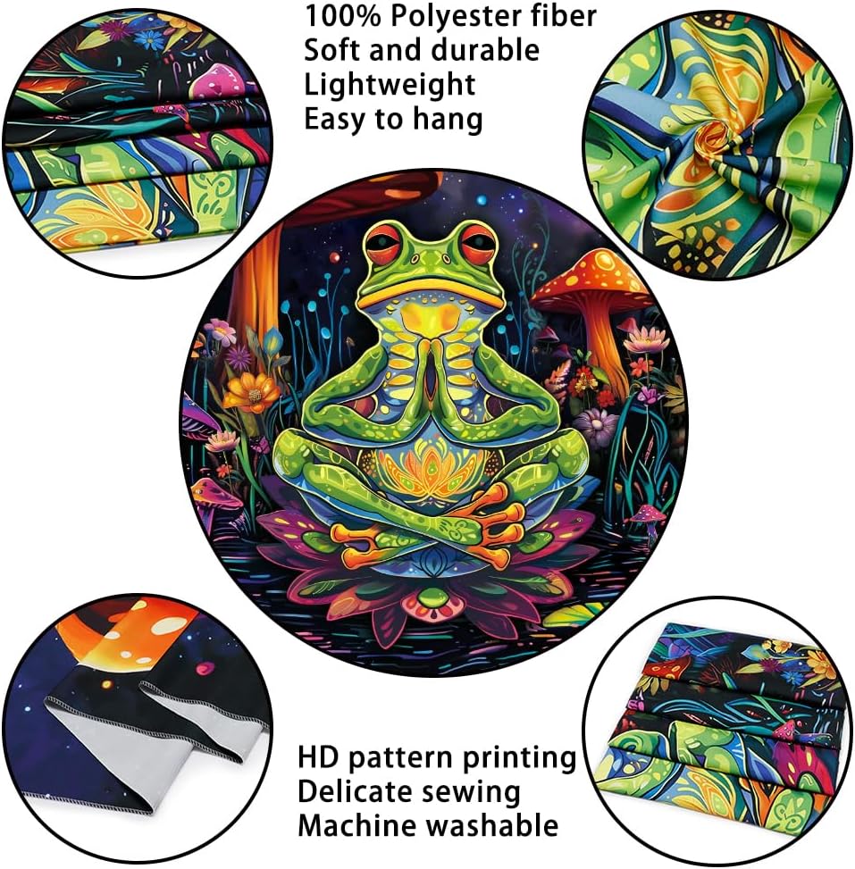 Frog Tapestry Hippie Mushroom Tapestry Galaxy Space Tapestries Colorful Plant Floral Wall Art Aesthetic Tapesties Wall Hanging