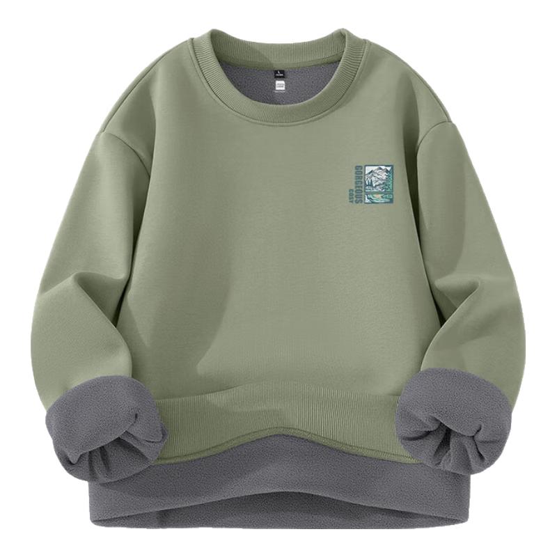 Jeanswest Men's Loose Fit Crew Neck Fleece Sweatshirt