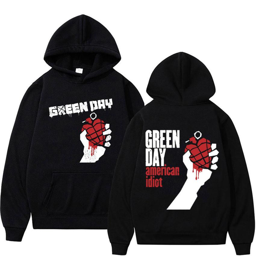

Редкая панк-группа Green Day Принт American Idiot Толстовка Мужская одежда Готическая винтажная толстовка Мужские повседневные флисовые худи S