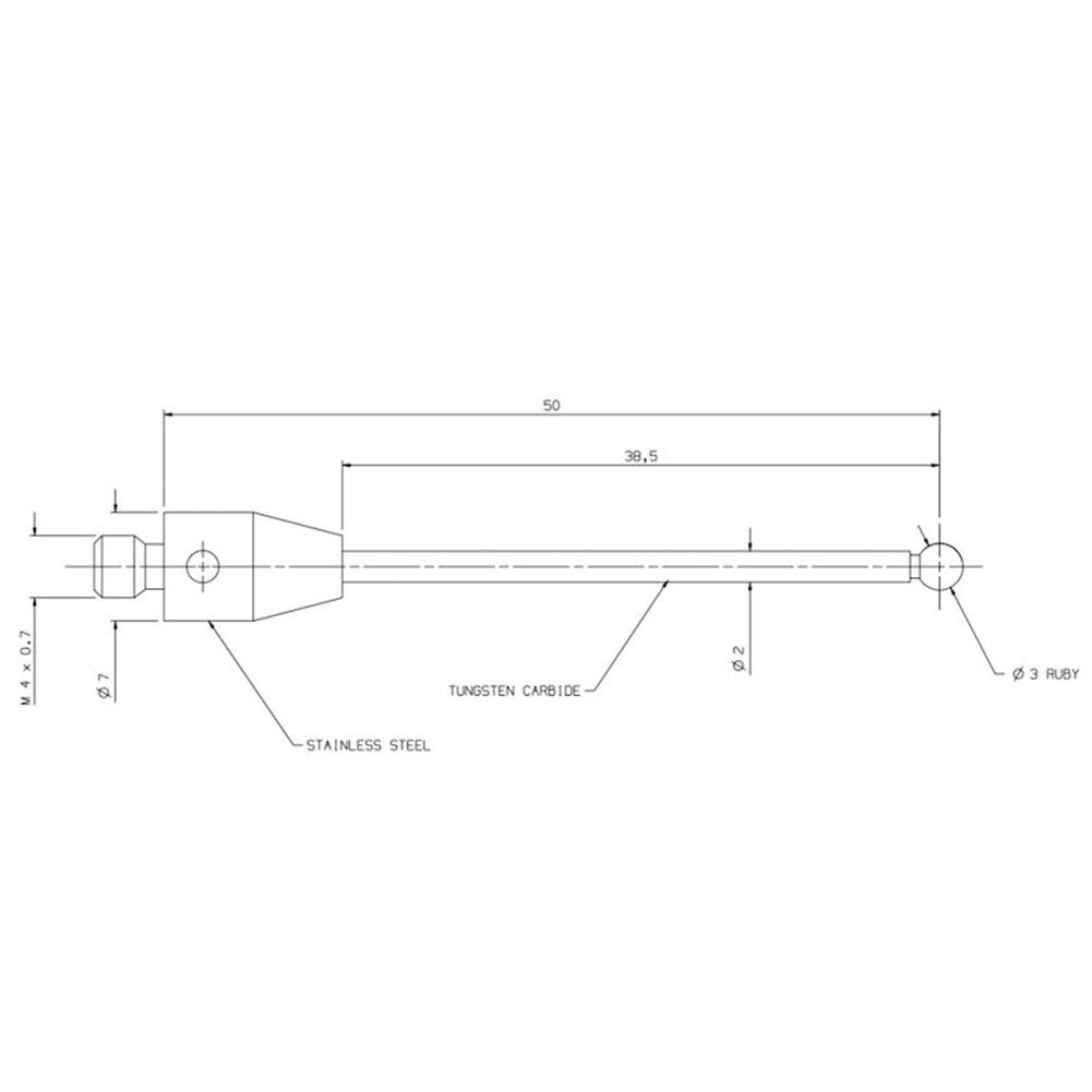 Stylus CMM Probe Thread Touch Ceramic And White Steel