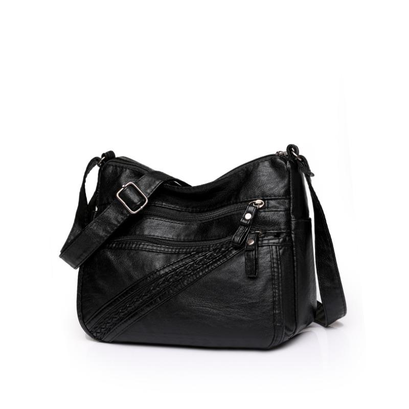 Single Shoulder Mother Bag New Simple Washed Leather Soft Leather Medium Women's Bag Messenger Bag Large Capacity Women's Bag