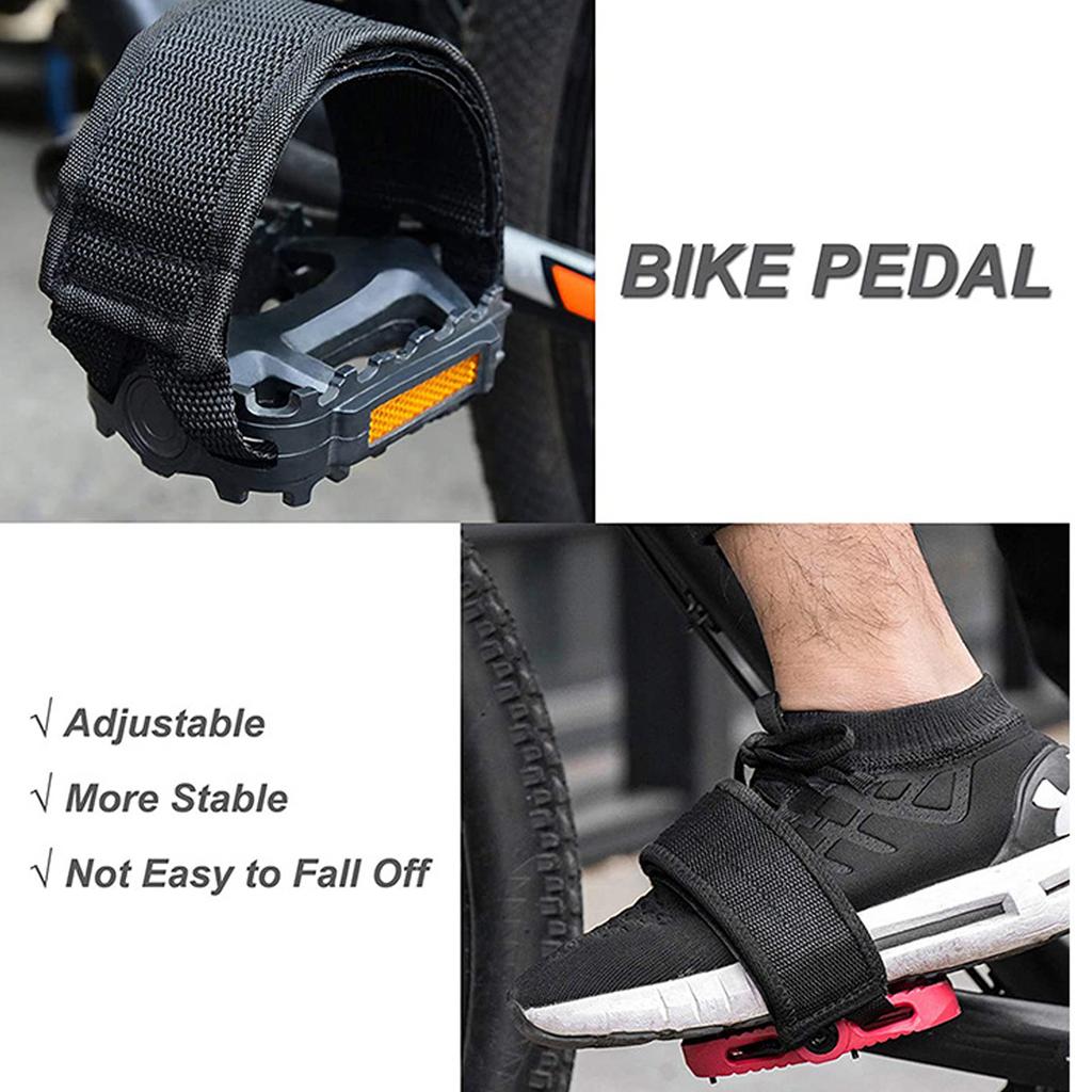 2pcs Bike Pedal Straps Adjustable Universal Bike Feet Straps Toe Clips Straps Tape for Road Bikes Mountain Bikes Black