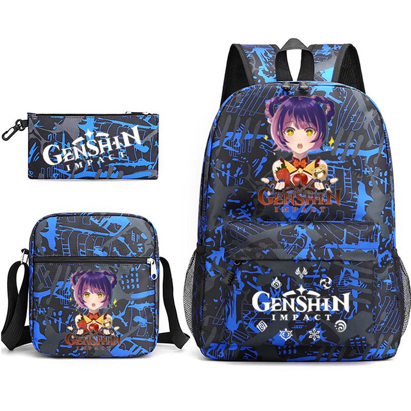 3-delige Schoolrugzakset voor Studenten Grote Capaciteit Oxford Stof Schooltas met Schouderband en Etui 3-piece set