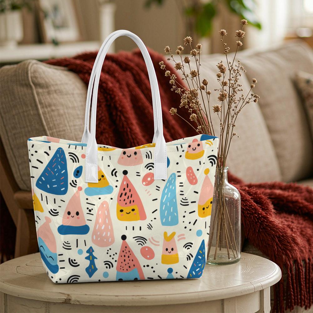 Cute Cartoon Pattern Tote Bag Casual Portable Daily Shoulder Bag for Women Outdoor Shopping Travel Handbag