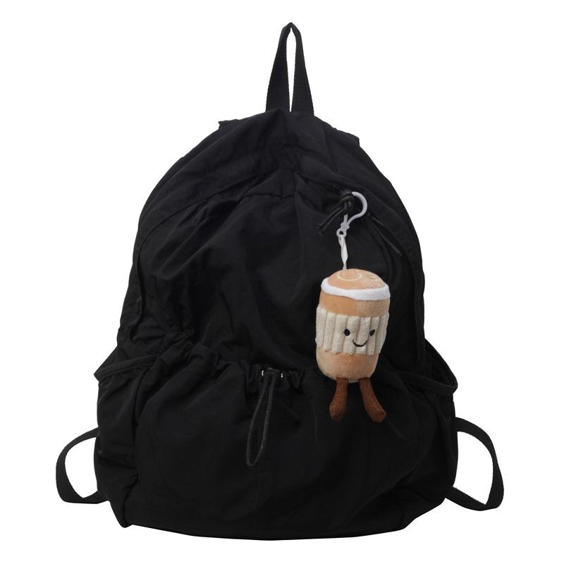 Casual Backpack Women's Large Capacity Fashion Junior High School High School Students Student Pleated Schoolbag Cloth Bag Travel Backpack