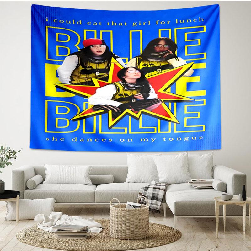 Billie Eilish Print Tapestry - Portable Wall Decor Cloth, for Home, Dorm, Travel, Bedroom, Living Room - Ideal Birthday Housewarming Gift