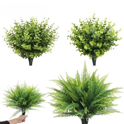 1-6PCS Artificial Green Plants Ferns Ruscus Eucalyptus Home Wedding Outdoor Decor Ornaments Faux Floral Arrangements
