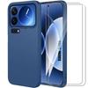Case for Xiaomi 17 Pro, Slim Flexible Liquid Silicone Protection - Navy Blue - 2 Tempered Glasses